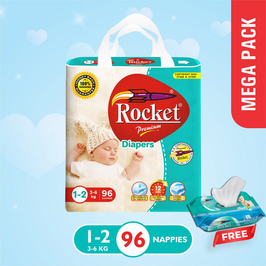 Mega Pack Diaper Size 2 Small (3-6Kg) 96Pcs with Free Wipes