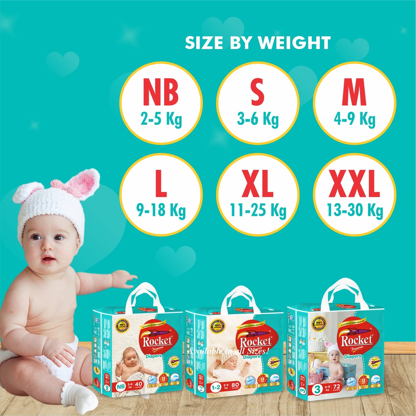 Mega Pack Baby Diaper Size 4 Large (9-18Kg), 80Pcs